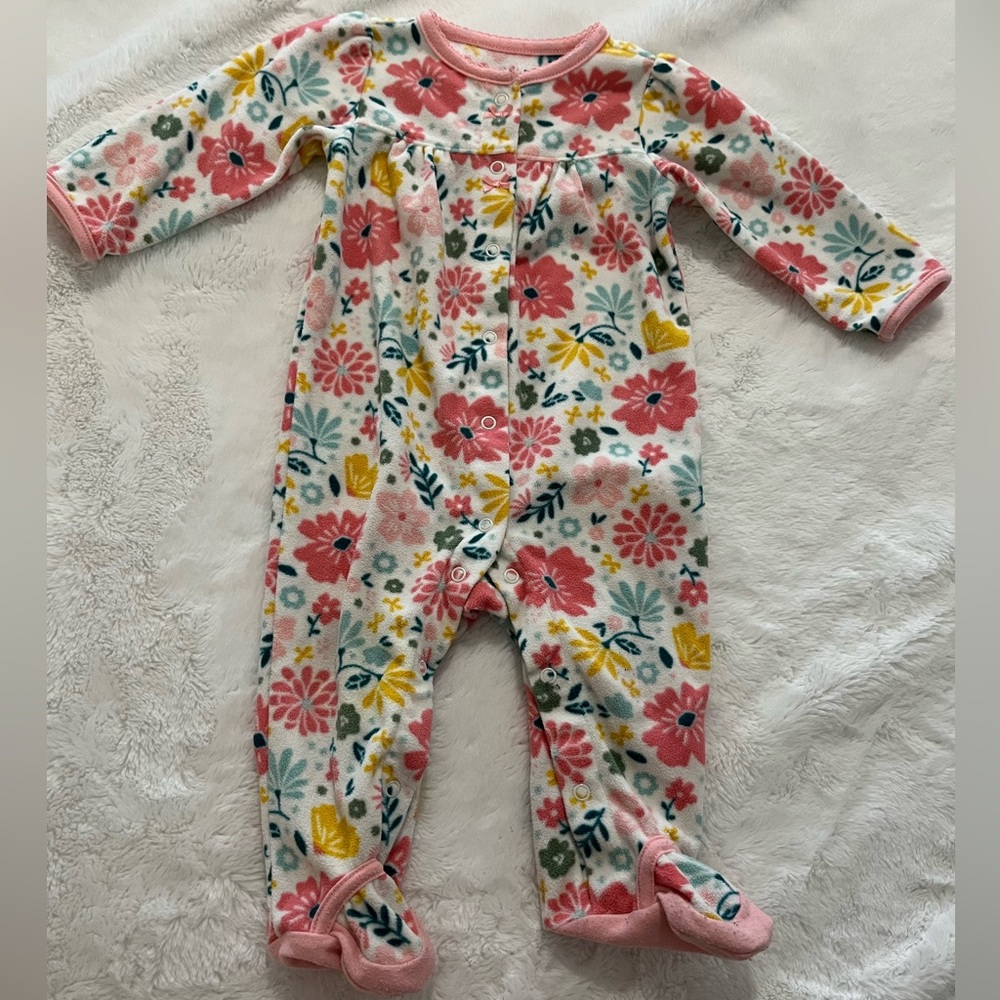 Carter's Floral Footie - Pink, Yellow, Green